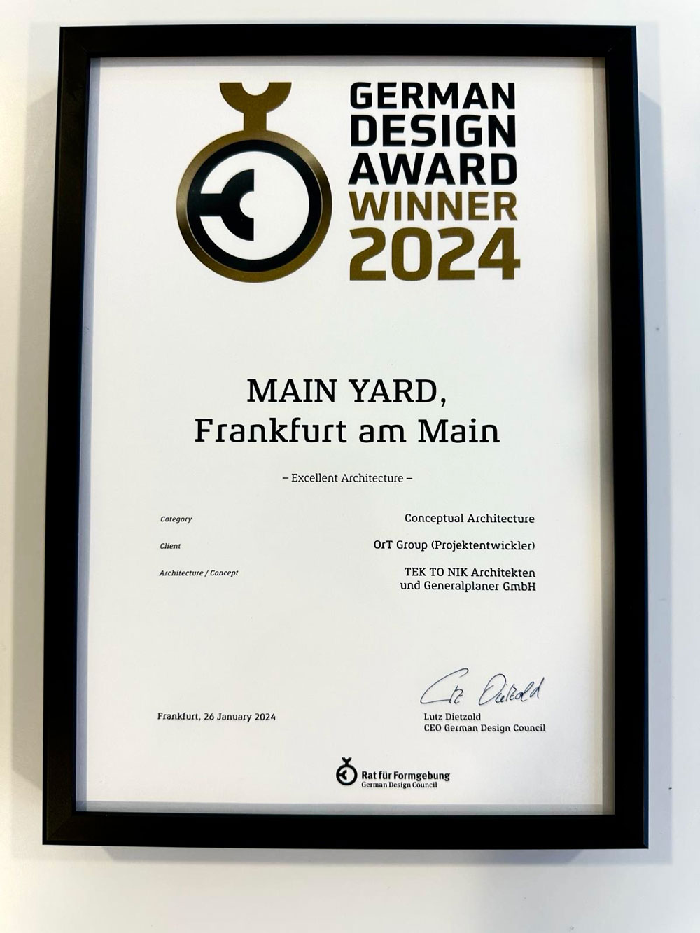 TEK TO NIK has won the German Design Award for 2024